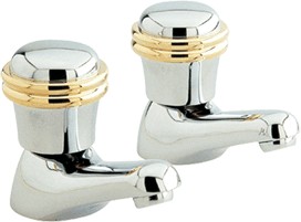 Ultra Line Basin taps (Pair, Chrome/Gold)