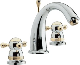 Monet Luxury 3 tap hole basin mixer (Chrome/Gold) + Free pop up waste