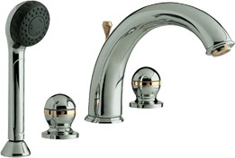 Jupiter Luxury 4 tap hole bath shower mixer tap (Chrome/Gold)
