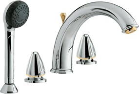 Saturn Luxury 4 tap hole bath shower mixer tap (Chrome/Gold)