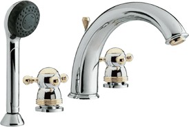 Monet Luxury 4 tap hole bath shower mixer tap (Chrome/Gold)