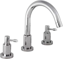 Linear 3 tap hole deck mounted bath mixer