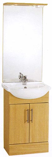 daVinci 550mm Birch Vanity Unit with ceramic basin, mirror and lights.