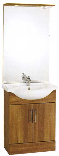 daVinci 650mm Cherry Vanity Unit with ceramic basin, mirror and lights.