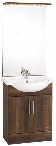 daVinci 650mm Wenge Vanity Unit with ceramic basin, mirror and lights.
