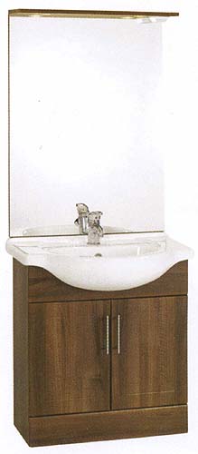 daVinci 750mm Wenge Vanity Unit with ceramic basin, mirror and lights.