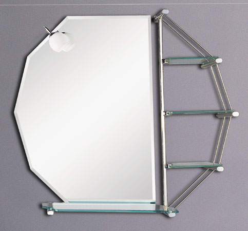 Reflections Hexham illuminated bathroom mirror with shelves. 800x840mm.