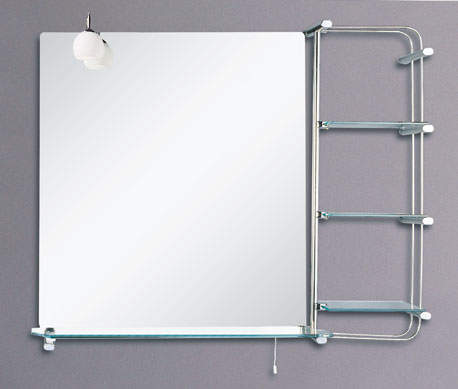 Reflections Irvine illuminated bathroom mirror with shelves. 900x700mm.