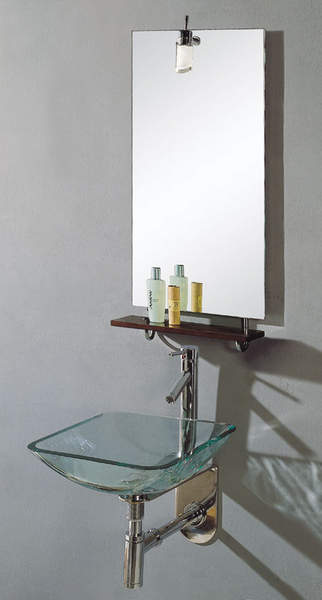 Reflections Shaw wall hung glass basin set.