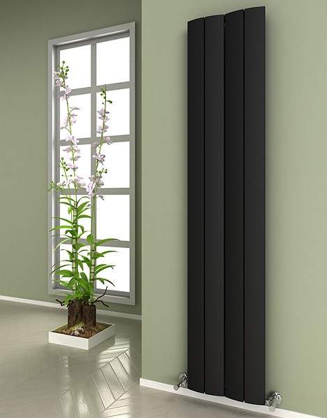 Reina Radiators Evago Vertical Radiator (Black). 375x1800mm. 3550 BTU.