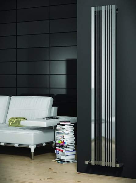 Reina Radiators Karia Vertical Radiator (Satin Stainless Steel). 300x1800.