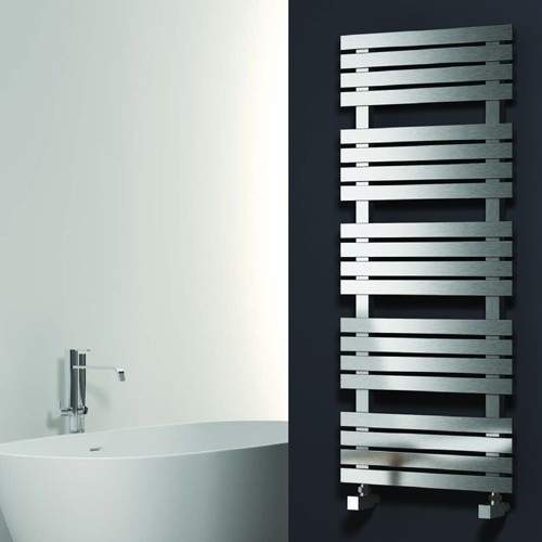 Reina Radiators Sienna Towel Radiator (Satin Stainless Steel). 1190x500.