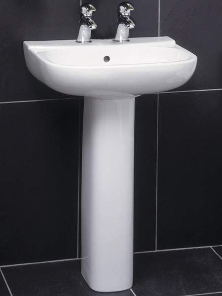 RAK Amy 2 Tap Hole Basin & Pedestal. 550mm.