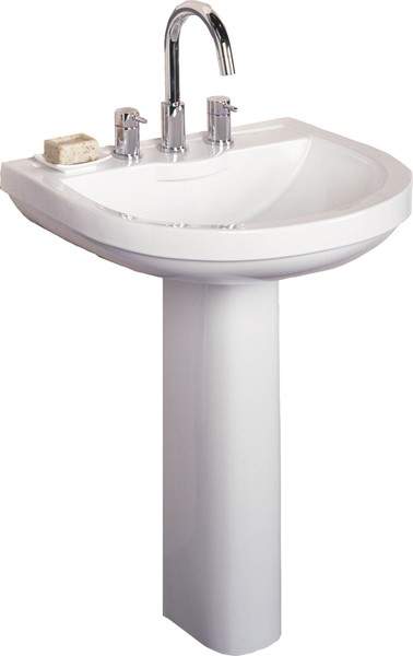 RAK Charlton 3 Tap Hole Basin & Pedestal. 650mm.