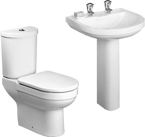 RAK Charlton 4 Piece Bathroom Suite With 2 Tap Hole Basin.