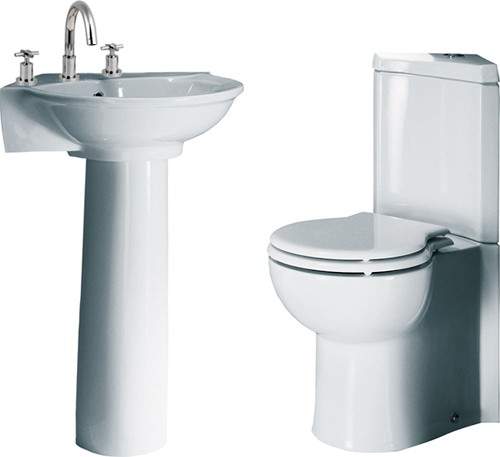 RAK Evolution 4 Piece Corner Bathroom Suite With 3 Tap Hole Basin.