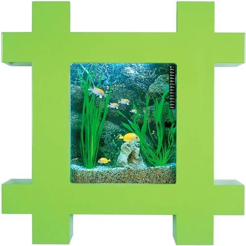 Relaxsea Vogue Wall Hung Aquarium With Green Frame. 800x800x120mm.