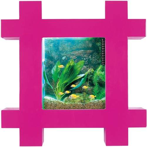 Relaxsea Vogue Wall Hung Aquarium With Pink Frame. 800x800x120mm.