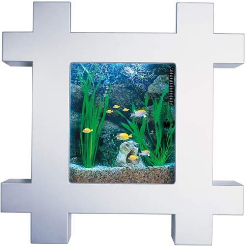 Relaxsea Vogue Wall Hung Aquarium With Silver Frame. 800x800x120mm.