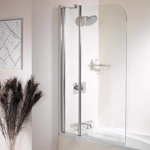 Roman Collage Extended Curved Bath Screen (960x1500, Silver).