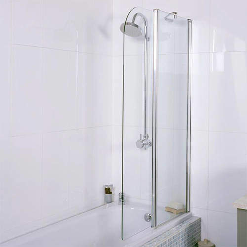 Roman Collage Folding Curved Bath Screen (930x1500, Silver).