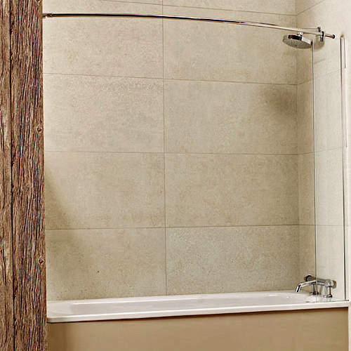 Roman Lumin8 Mini Fixed Bath Screen With Rail (250x1500mm, Silver).