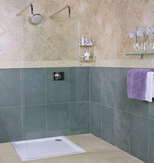 Roman Collage Linear Wet Room Glass Screen & Bracing Arms (950mm).