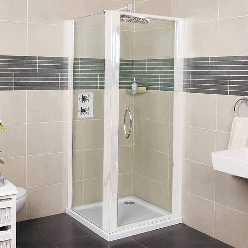 Roman Collage Shower Enclosure With Pivot Door (700x1000mm, White).