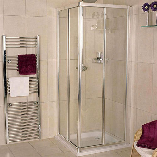 Roman Collage Corner Entry Shower Enclosure (900/760mm, Silver).