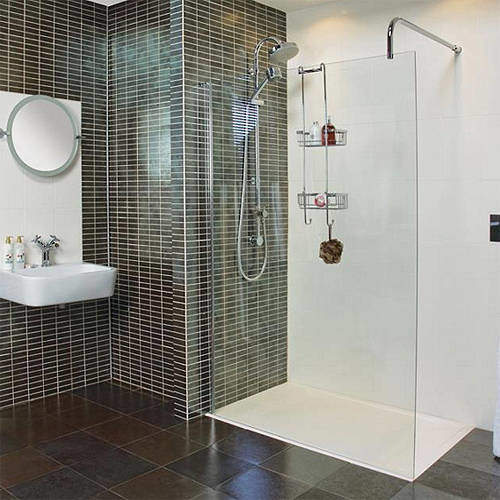 Roman Collage Wet Room Glass Screen With Bracing Arm & Bracket (1200mm).