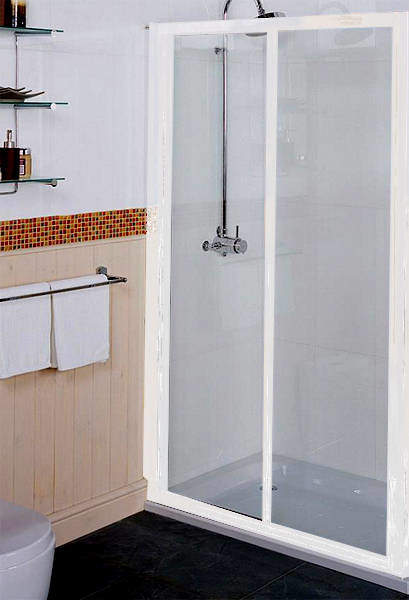 Roman Collage Sliding Shower Door (1200mm, White).