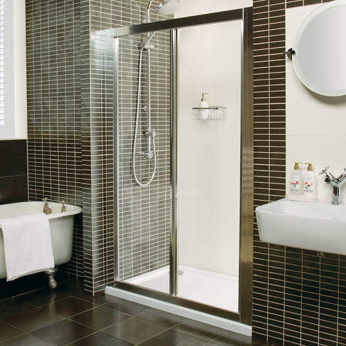 Roman Collage Bi-Fold Shower Door (1000mm, Silver). C2V1013S.