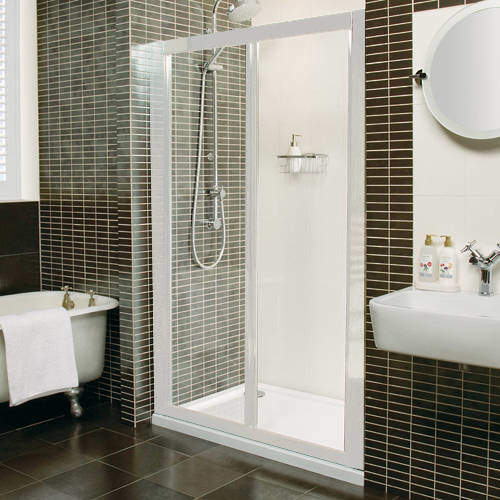 Roman Collage Bi-Fold Shower Door (1000mm, White).