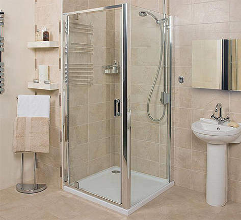 Roman Embrace Shower Enclosure With Pivot Door (800x700mm, Silver).