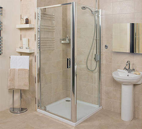 Roman Embrace Shower Enclosure With Pivot Door (760x760mm, Silver).