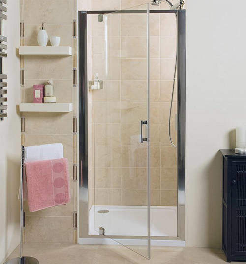 Roman Embrace Pivot Shower Door (760mm, Silver Frame).