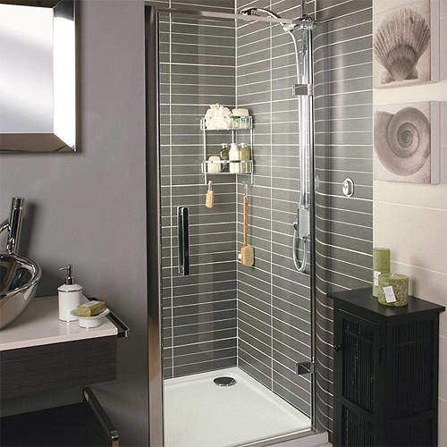 Roman Embrace Hinged Shower Door (1000mm, Silver Frame).