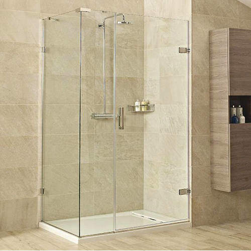 Roman Liber8 Shower Enclosure With Hinged Door (1600x900, Chrome).