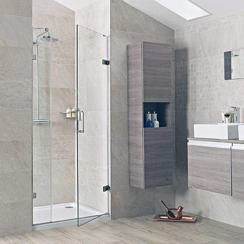 Roman Liber8 Hinged Shower Door With One In-Line Panel (760, Nickel).