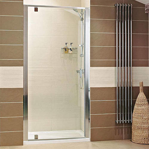 Roman Lumin8 Pivot Shower Door (800mm, Silver Frame).