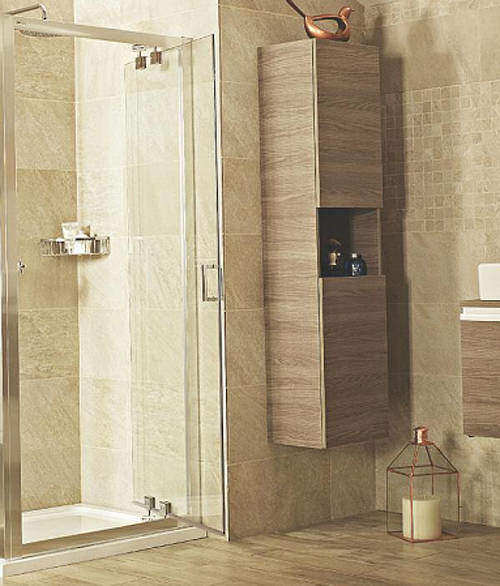 Roman Lumin8 Inswing Shower Door (760mm, Silver Frame).