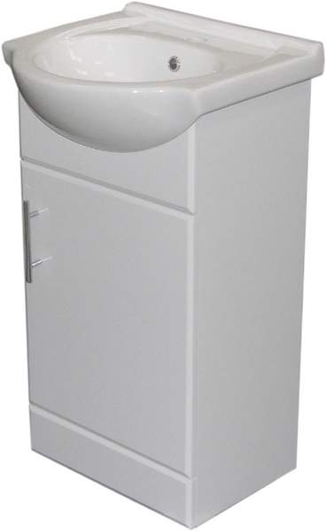 Roma Furniture 450mm White Vanity Unit, Ceramic Basin, Fully Assembled.