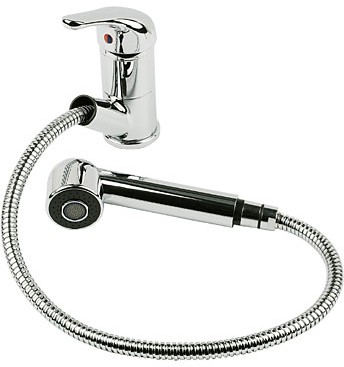 Kitchen Stylish Monobloc sink mixer tap with pull-out spout.