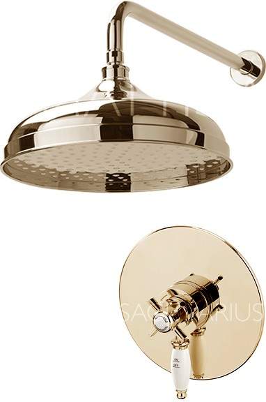 Sagittarius Churchmans Shower Valve With Arm & 300mm Head (Gold).