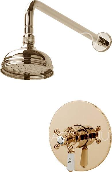 Sagittarius Kensington Shower Valve With Arm & 130mm Head (Gold).