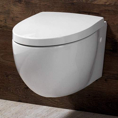 Shires Parisi Wall Hung Toilet Pan, Soft Close Seat.  Size 385x515mm.