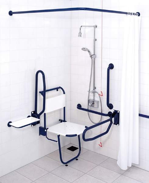 Doc M Sirrus Shower Pack With Blue Grab Rails.