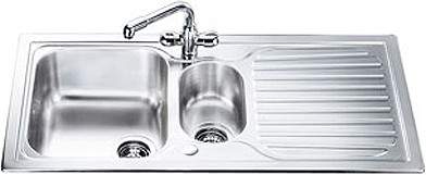 Smeg Sinks Cucina 1.5 Bowl Stainless Steel Kitchen Sink, Reversible CUR150.