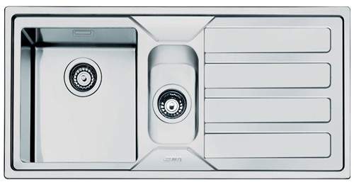 Smeg Sinks Mira 1.5 Bowl Sink With Right Hand Drainer (Stainless Steel).