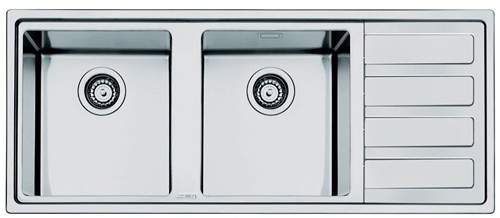 Smeg Sinks Mira 2.0 Double Bowl Sink With Right Hand Drainer (S Steel).